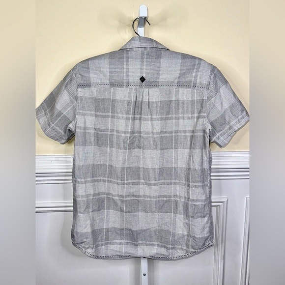 Prana Men’s Button Down Collared Grey Short Sleeve Shirt Size Medium - Picture 2 of 8